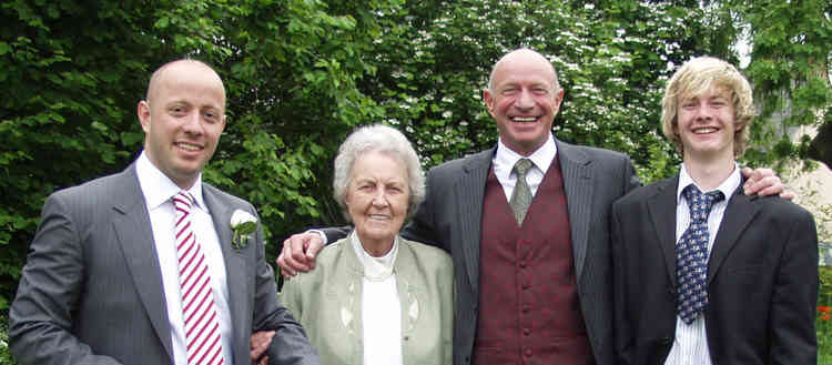 Happier years gone by: John Ratcliff with his mother Barbara and his sons Anthony and Tom