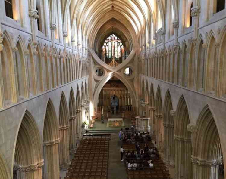 Inside Wells Cathedral, before the lockdown