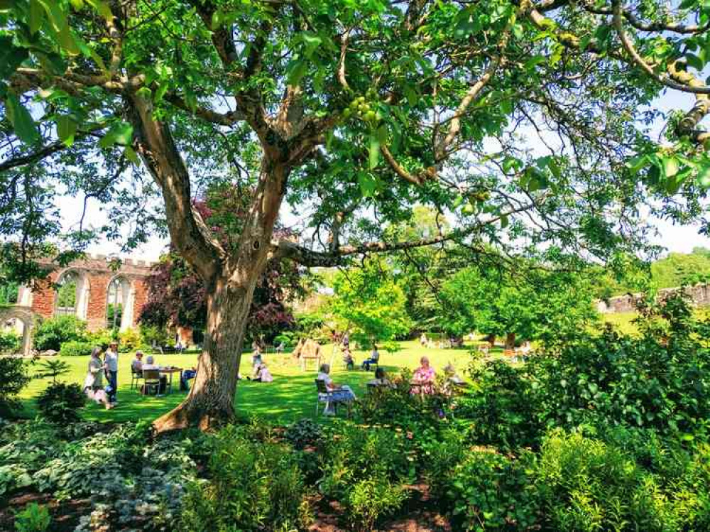 Enjoying a picnic on the South Lawn at the Bishop's Palace in Wells