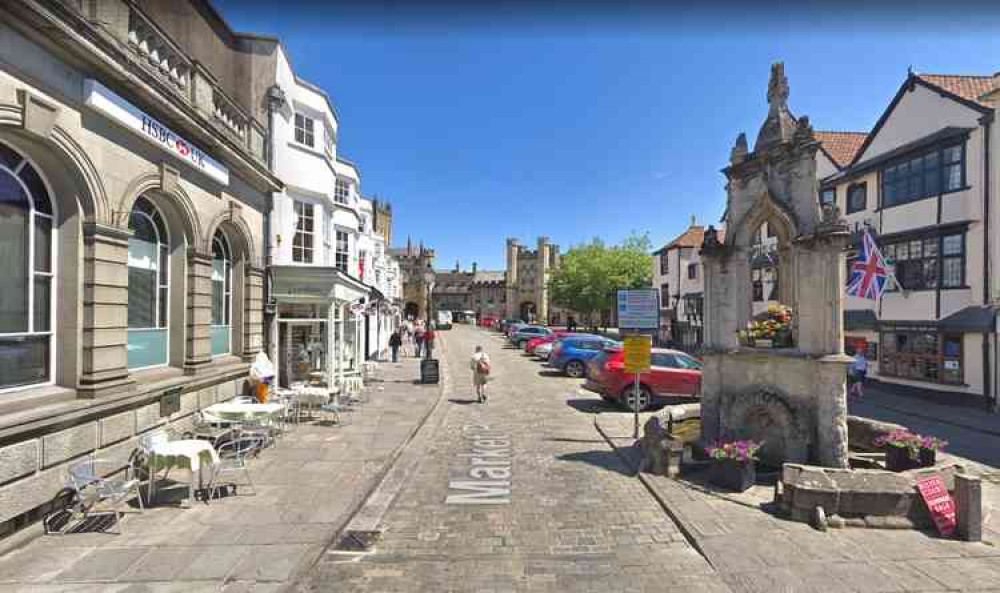 Wells Market Place before it was closed to traffic (Photo: Google Street View)