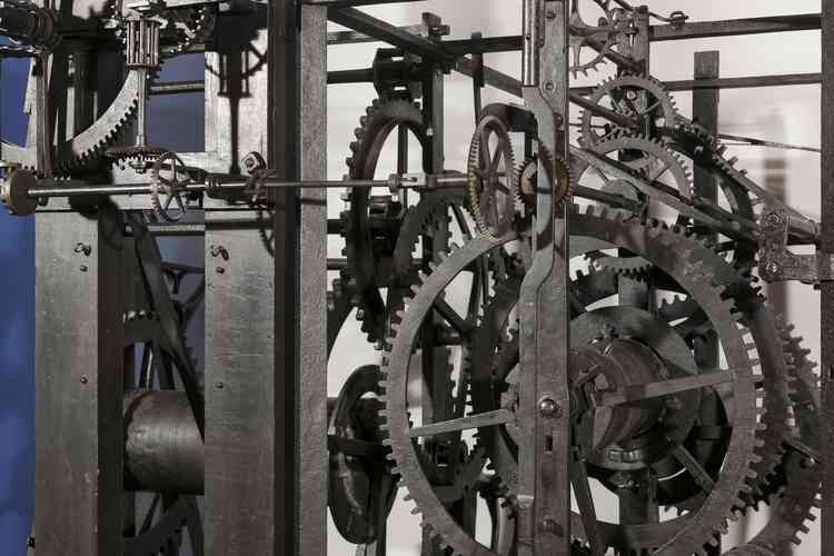 Clock works on display at the Science Museum