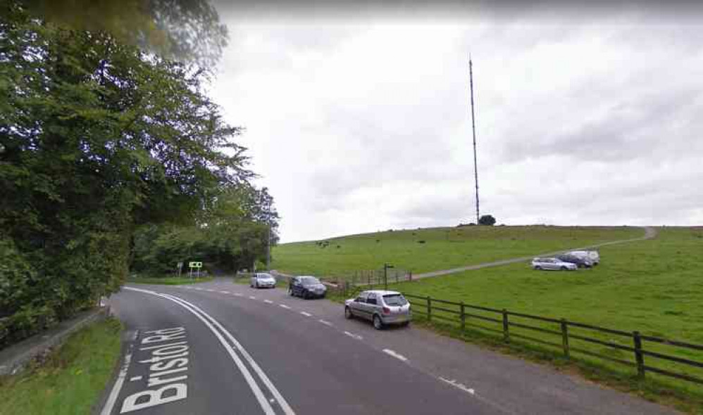 The A39 running next to Pen Hill Mast (Photo: Google Street View)