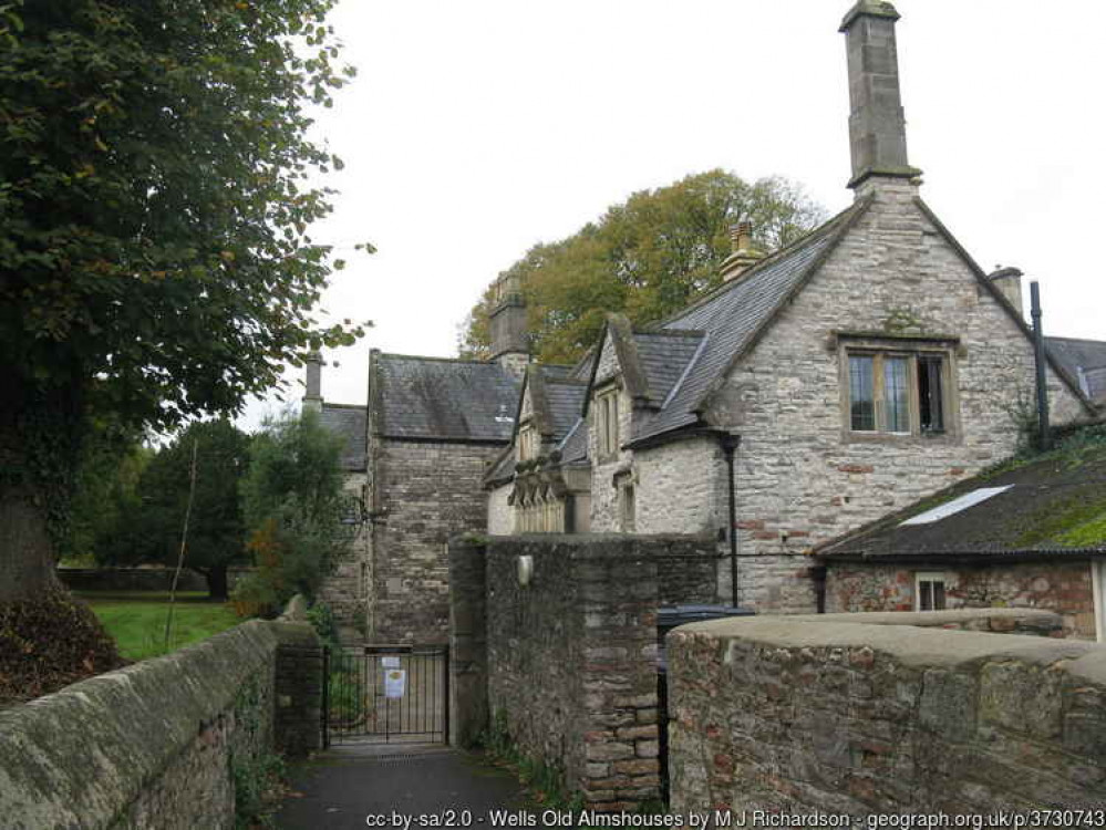 Some of the Wells Almshouses, with the Old Mortuary on the right hand side of the photo