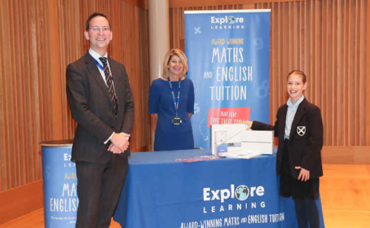 Heidi with head master Alastair Tighe and junior school head Julie Barrow