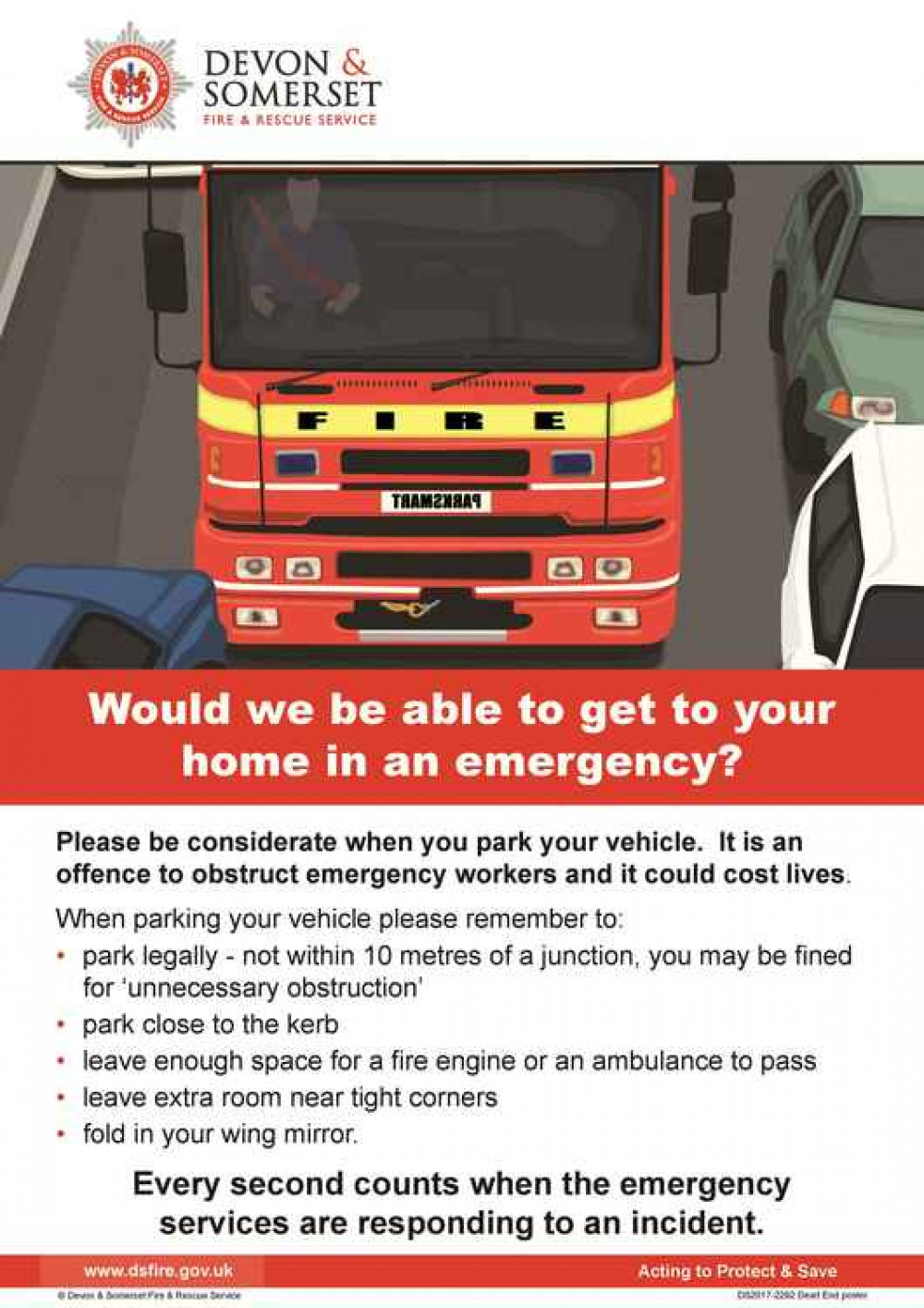 Flier to discourage inconsiderate parking on residential streets (Photo: Devon and Somerset Fire and Rescue Service)