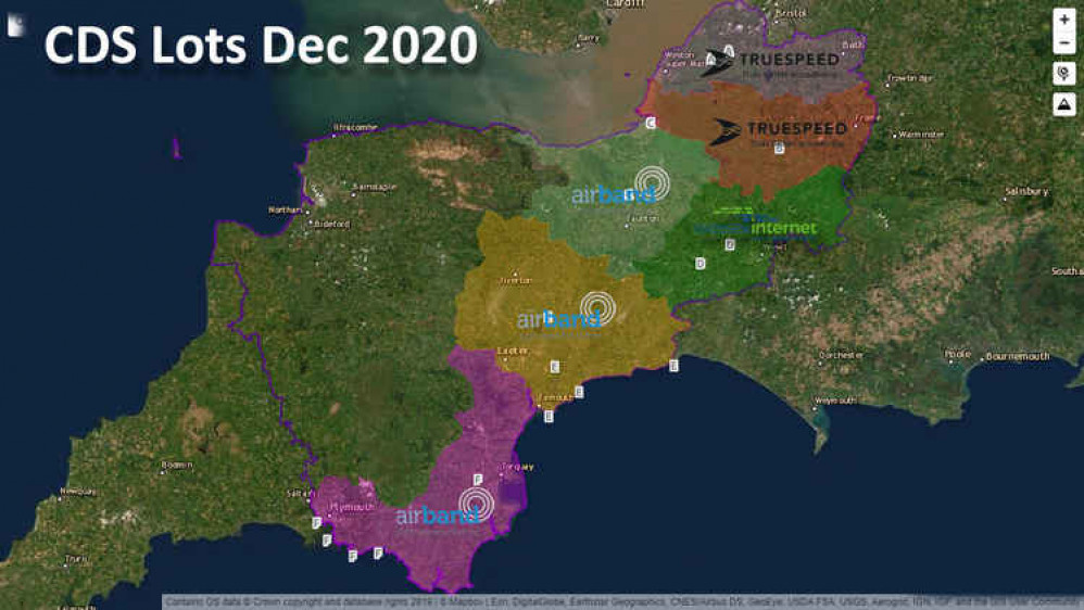 Map showing the companies responsible for phase two of the Connecting Devon and Somerset programme (Photo: Connecting Devon and Somerset)