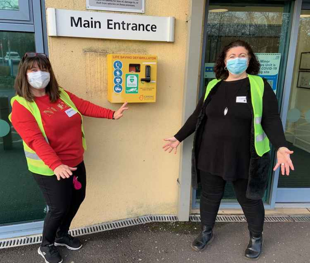 Wells Coronavirus Network volunteers Karen Deverell and Siobhan Goodwin take a break from vaccination marshalling at West Mendip Hospital