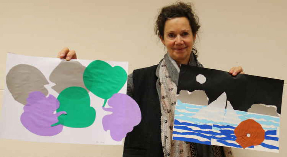 Hilary Rapp with artwork from one of the sessions