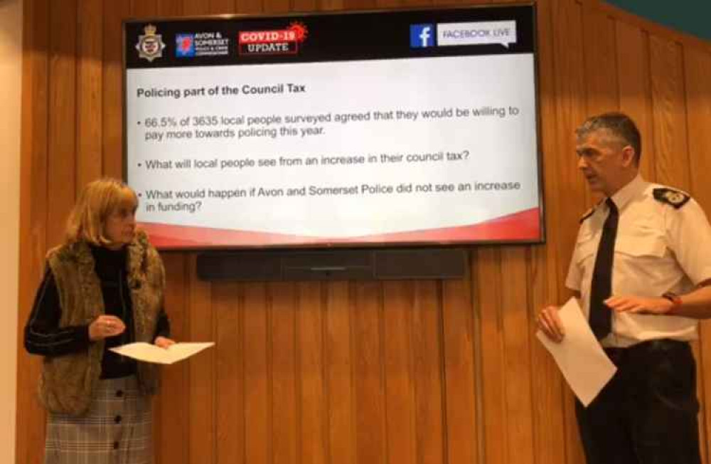 Police and crime commissioner Sue Mountstevens and chief constable Andy Marsh on Facebook Live on February 2 (Photo: Facebook Live)