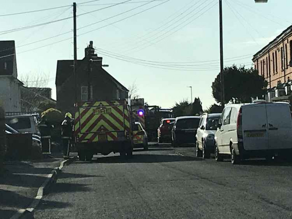 Emergency services in Burcott Road this afternoon