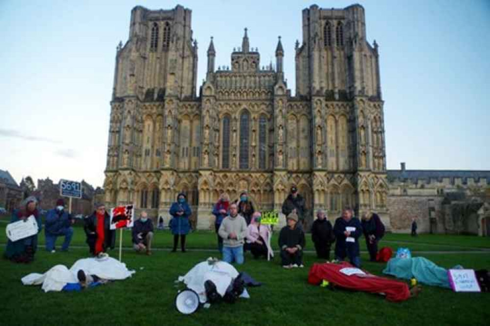 A protest against the closure of St Andrew's Ward in Wells (Photo: Kate Pearce)