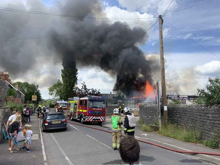 The fire yesterday in Evercreech (Photo: Barry O'Leary)
