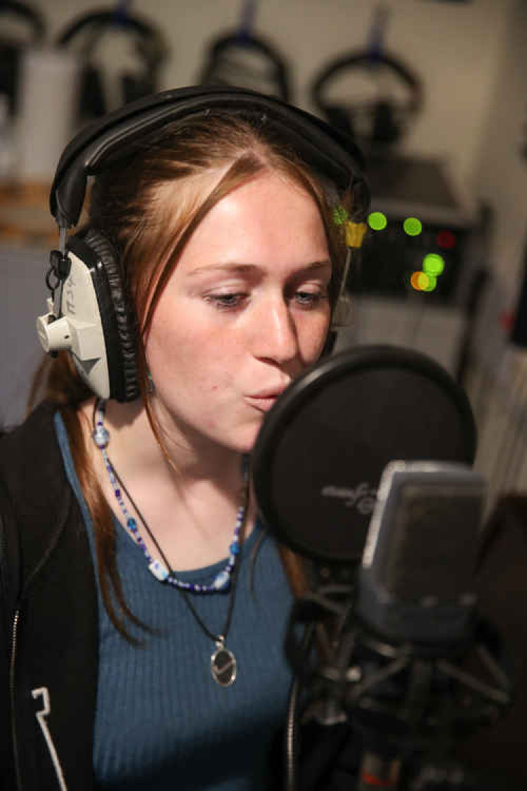 Hetta Falzon, in the recording studio at Wells Cathedral School