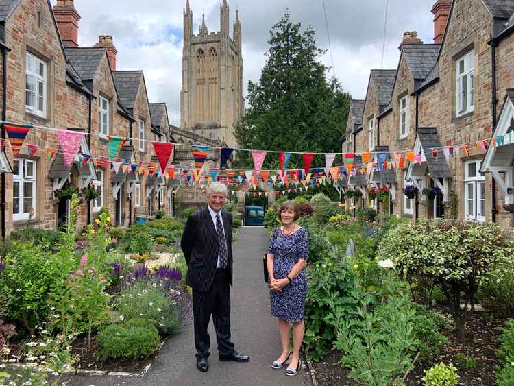 Shirley Watt takes the High Sheriff on a tour of the Wells Almshouses