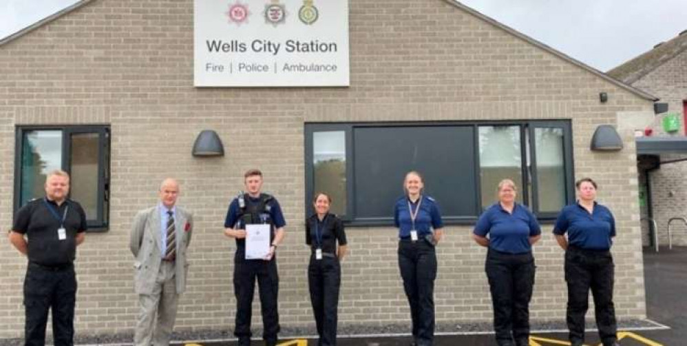 PCSO White receives his commendation during the visit of PCC Mark Shelford