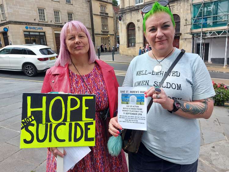 Organisers Billiy Almond (left) and Emma King at the protest