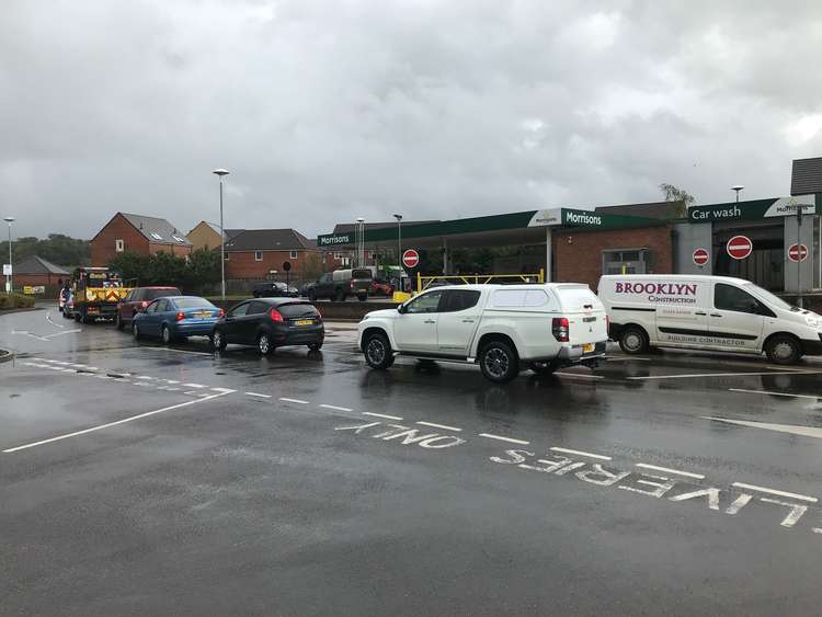 The Morrisons petrol station in Wells earlier this afternoon