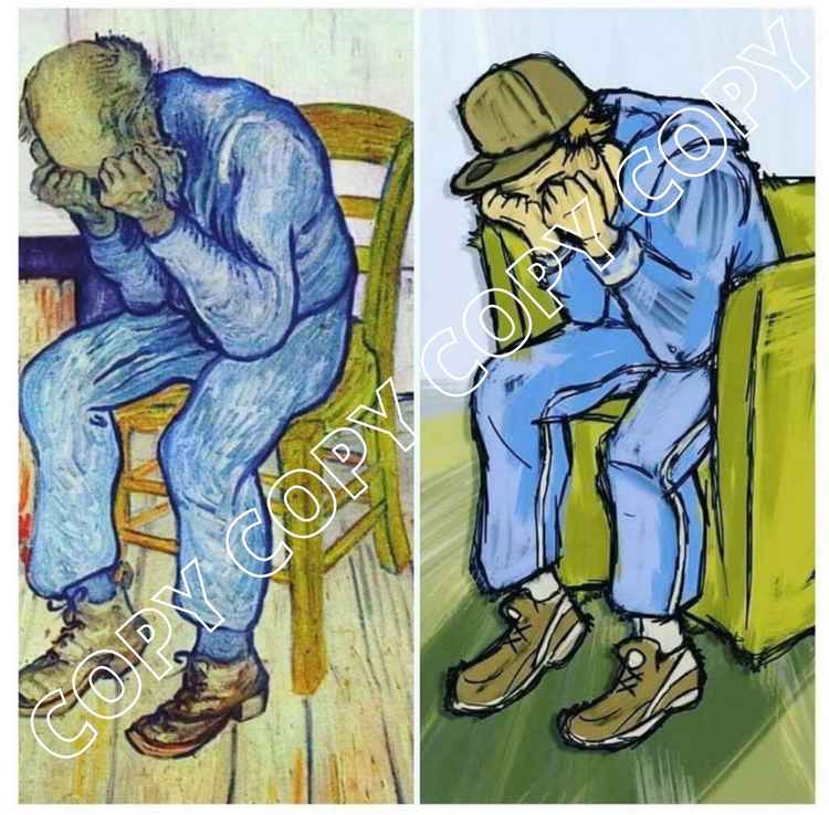 'Sorrowing Young Man', a modern interpretation of Van Gogh's 'Sorrowing Old Man' (Original high-res image found on Ben's social media)