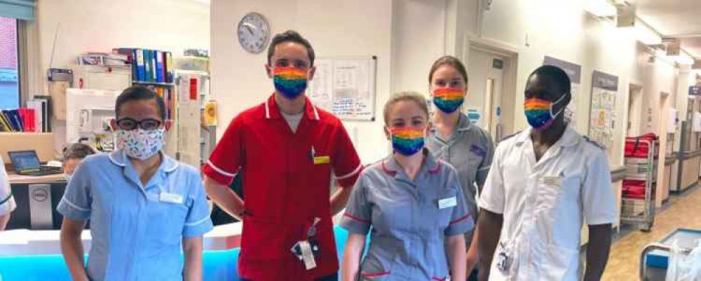 The face coverings – branded with the St George's Hospital Charity colours!