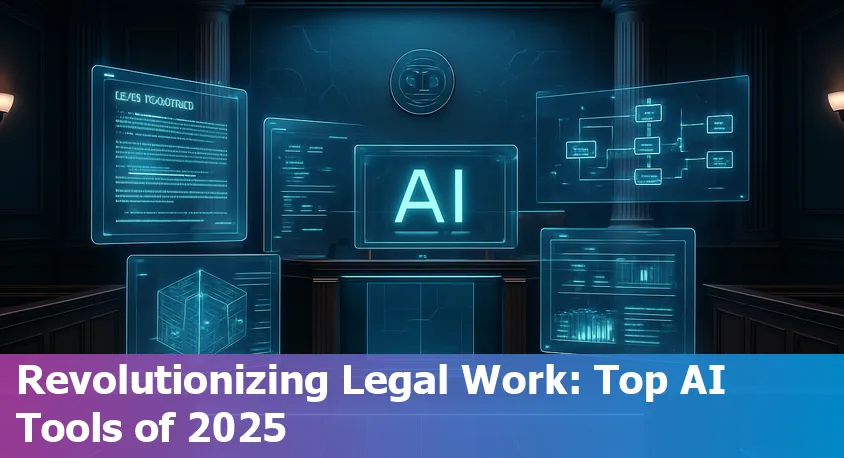 Illustration of AI technology enhancing legal work with digital documents and law symbols in 2025