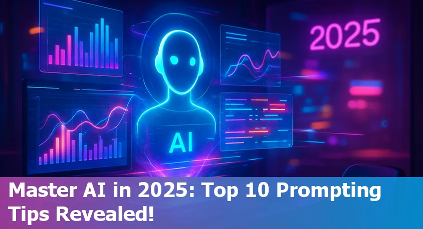 A creative illustration showing a person interacting with AI on a futuristic interface in 2025.