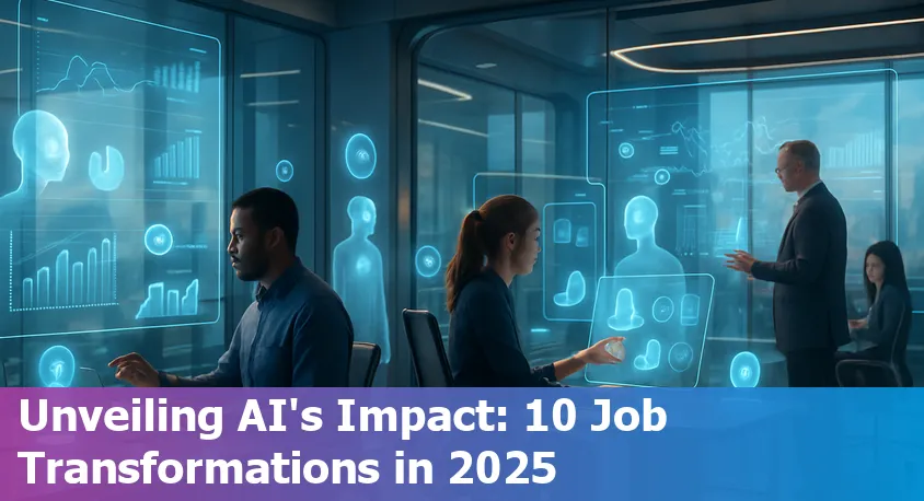 Illustration of AI transforming various workplace jobs and industries in 2025.