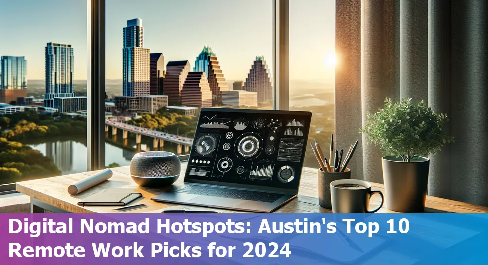 A laptop showing graphics of the top 10 remote work platforms loved by Austin professionals in 2024