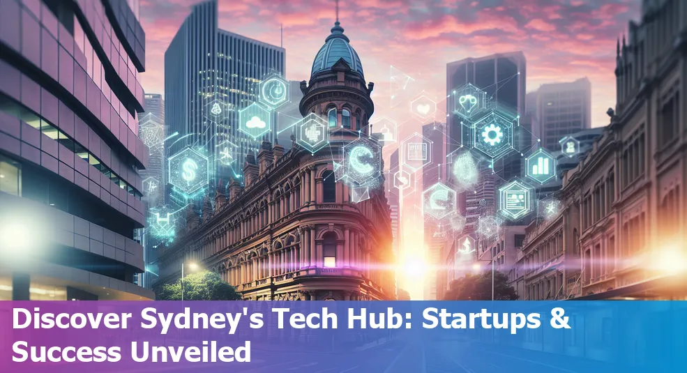 A bustling tech hub in Sydney, Australia with startups and innovation