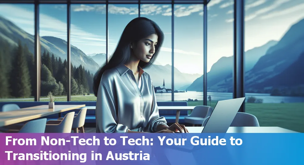 Image depicting a person switching from a non-tech job to a tech career in Austria, AT.