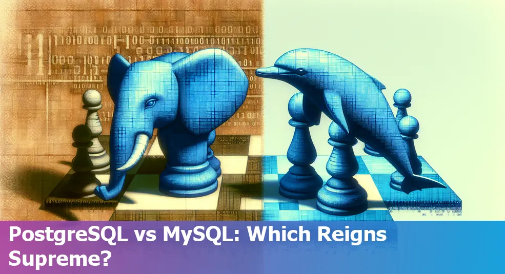 Database icons representing PostgreSQL vs MySQL