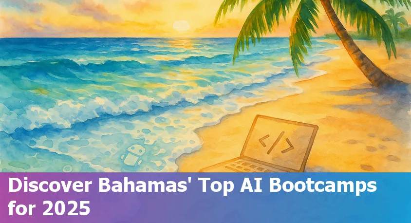 A diverse group of students in the Bahamas learning AI online together with laptops and digital materials.