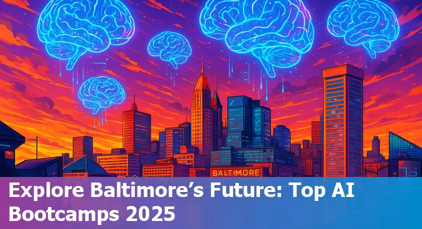 A diverse group of students learning AI programming on laptops in a bright Baltimore classroom setting.
