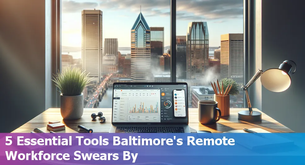 An image depicting remote workers in Baltimore using their tools for work