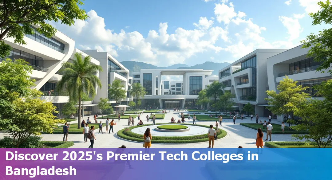 Skyline of Dhaka with university buildings representing top tech colleges in Bangladesh in 2025.
