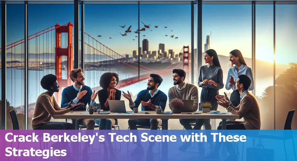 Networking event at Berkeley featuring enthusiastic tech professionals engaging in conversations.