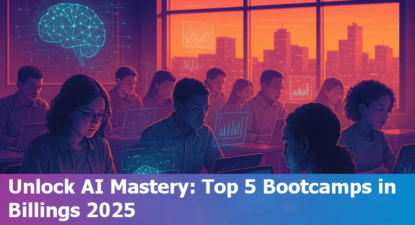AI bootcamp students collaborating in a classroom with laptops in Billings, Montana, 2025.