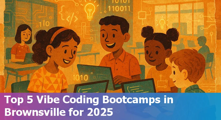 Group of diverse students learning coding at a bootcamp in Brownsville, Texas, in 2025.