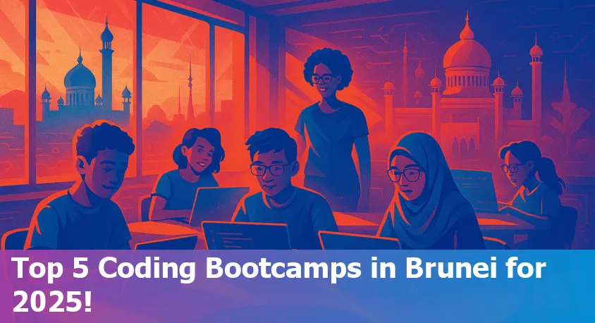 Five coding students in Brunei Darussalam learning together online, representing top global bootcamps in 2025.
