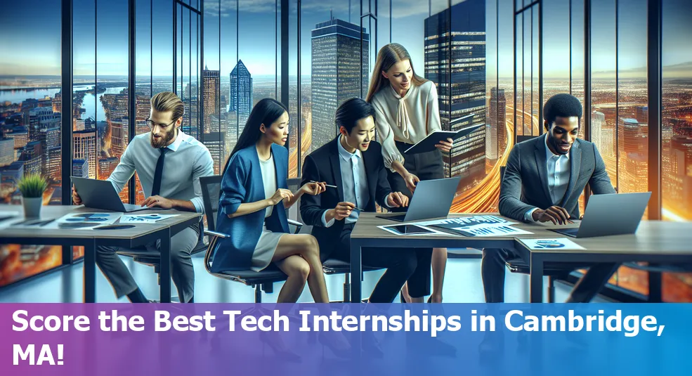 Top 10 Tech Internships in Cambridge, MA, featuring logos of Google, Microsoft, Amazon, Facebook, and more.