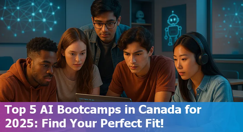 Students collaborating in a modern Canadian classroom, coding and learning about artificial intelligence.