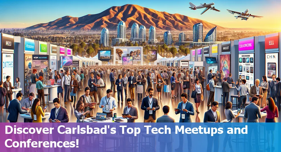 Group of people networking at a tech meetup in Carlsbad, California, showcasing the vibrant tech community.