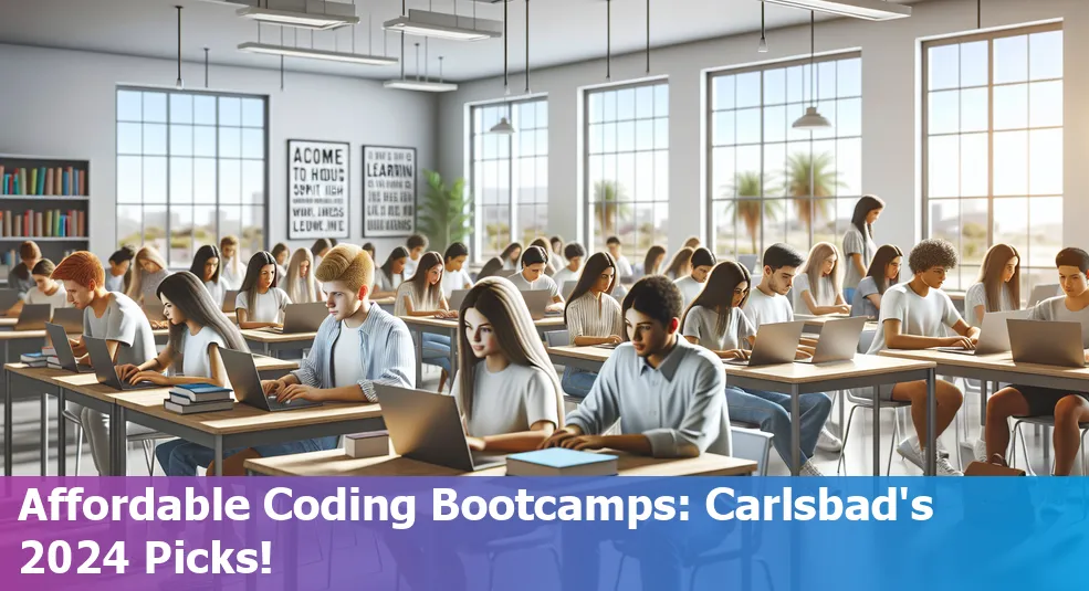 Coding students at an affordable bootcamp in Carlsbad, California in 2024