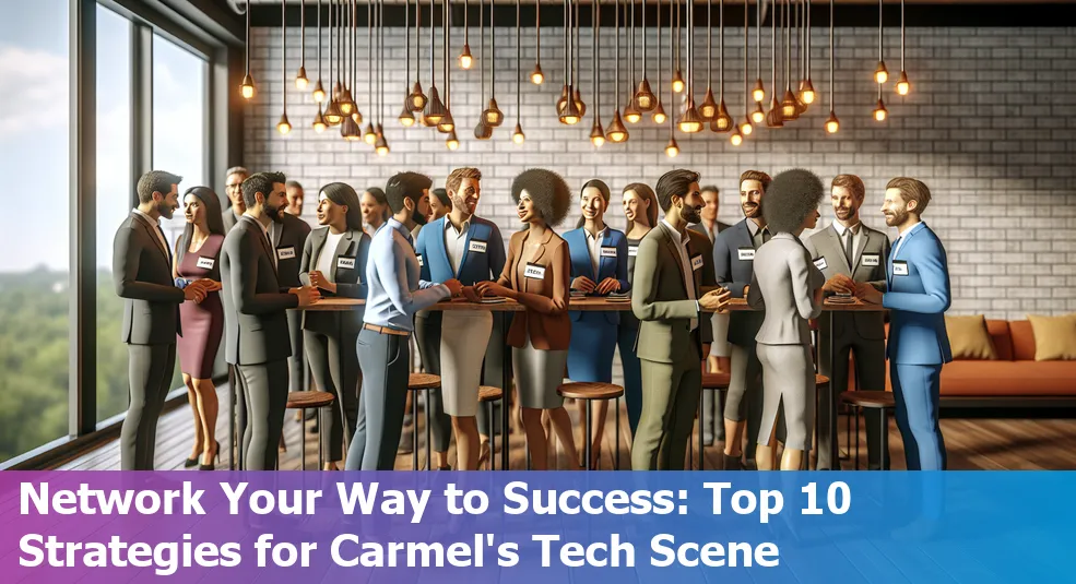 Networking in Carmel, Indiana's tech scene - a group of diverse tech professionals engaging in conversation.