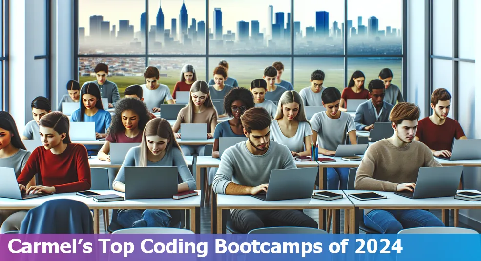 Top 5 best coding bootcamps in Carmel, Indiana in 2024, showcasing computer programming and learning environments.