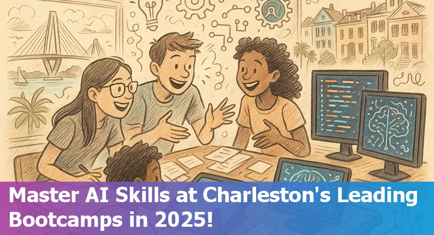 Beginners learning AI at a Charleston bootcamp in 2025, working on laptops in a collaborative classroom setting.