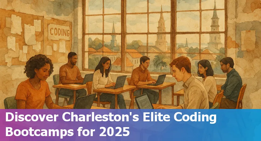 Diverse group of students coding together in a modern Charleston classroom with laptops and whiteboards.
