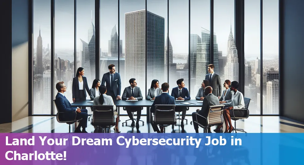 Top cybersecurity employers in Charlotte, North Carolina, US - skyline and tech symbols