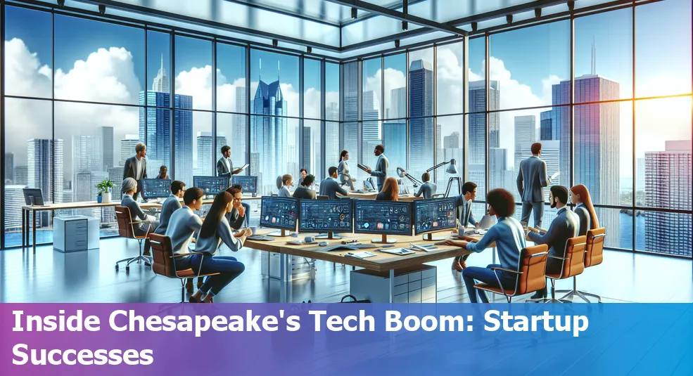 Overview of Chesapeake's tech hub in Virginia, US, showcasing startups and success stories