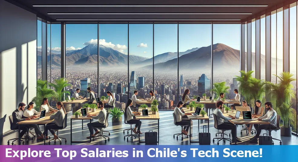 Skyline of Santiago, Chile with tech industry overlay