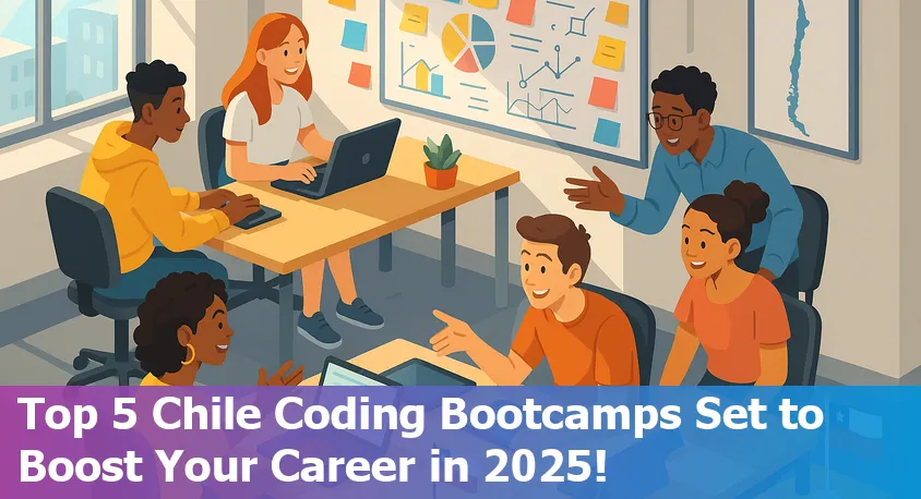 Students collaborating in a vibrant coding bootcamp classroom in Santiago, Chile, 2025.